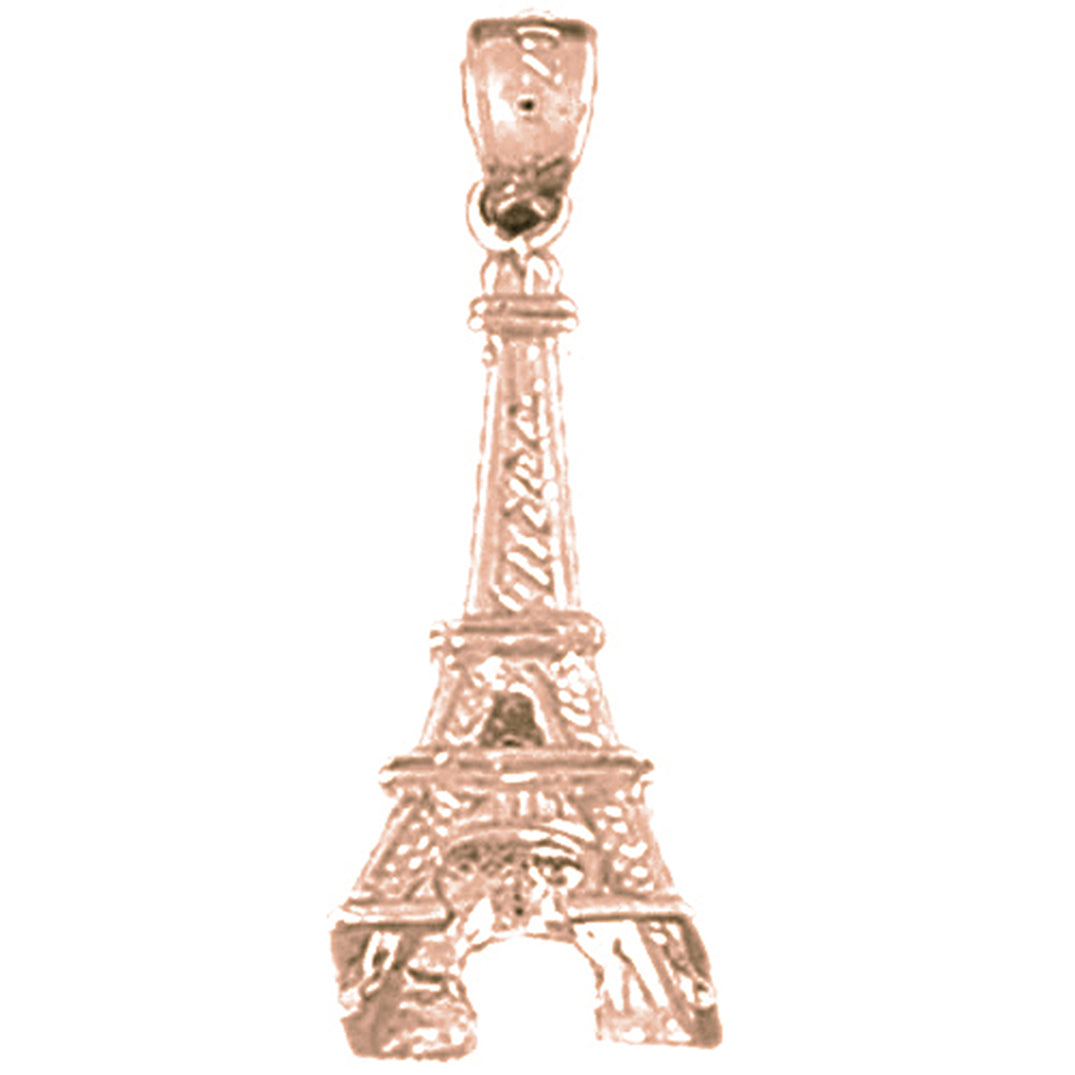 14K or 18K Gold 3D Eiffel Tower Pendant