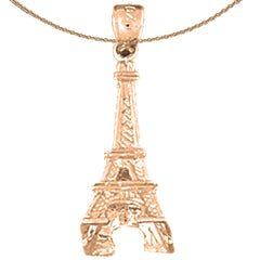 14K or 18K Gold 3D Eiffel Tower Pendant