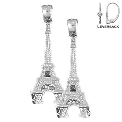 14K oder 18K Gold 32mm 3D Eiffelturm Ohrringe