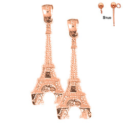 14K or 18K Gold 3D Eiffel Tower Earrings