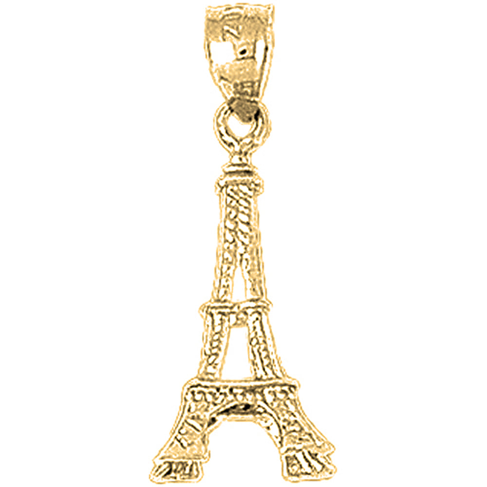 14K or 18K Gold 3D Eiffel Tower Pendant
