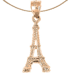 14K or 18K Gold 3D Eiffel Tower Pendant