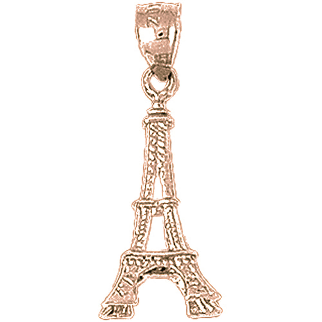 14K or 18K Gold 3D Eiffel Tower Pendant