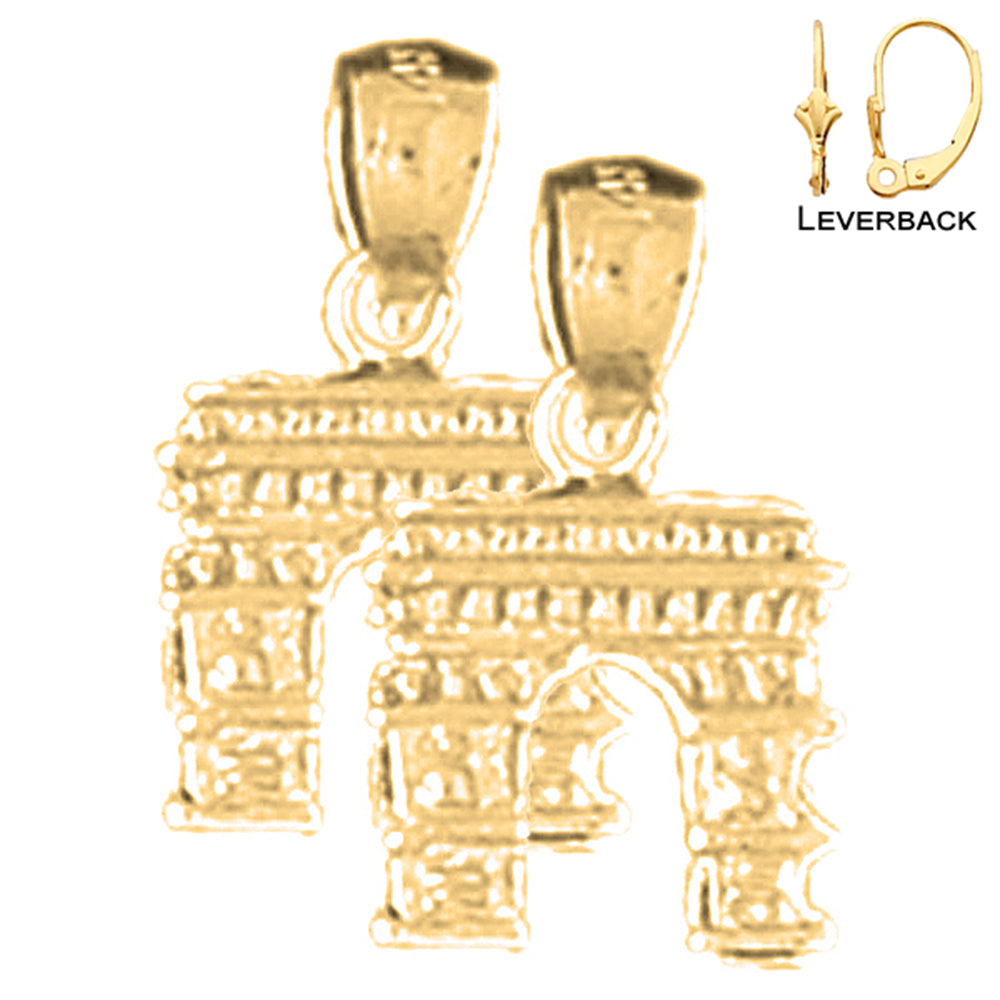 14K or 18K Gold 3D Arc De Triumph Earrings