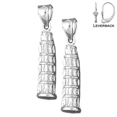 14K or 18K Gold 3D Leaning Tower Of Pisa Earrings