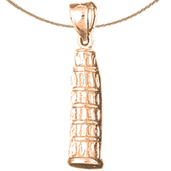 10K, 14K or 18K Gold 3D Leaning Tower Of Pisa Pendant