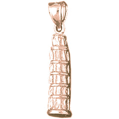 10K, 14K or 18K Gold 3D Leaning Tower Of Pisa Pendant