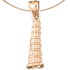 10K, 14K or 18K Gold 3D Leaning Tower Of Pisa Pendant