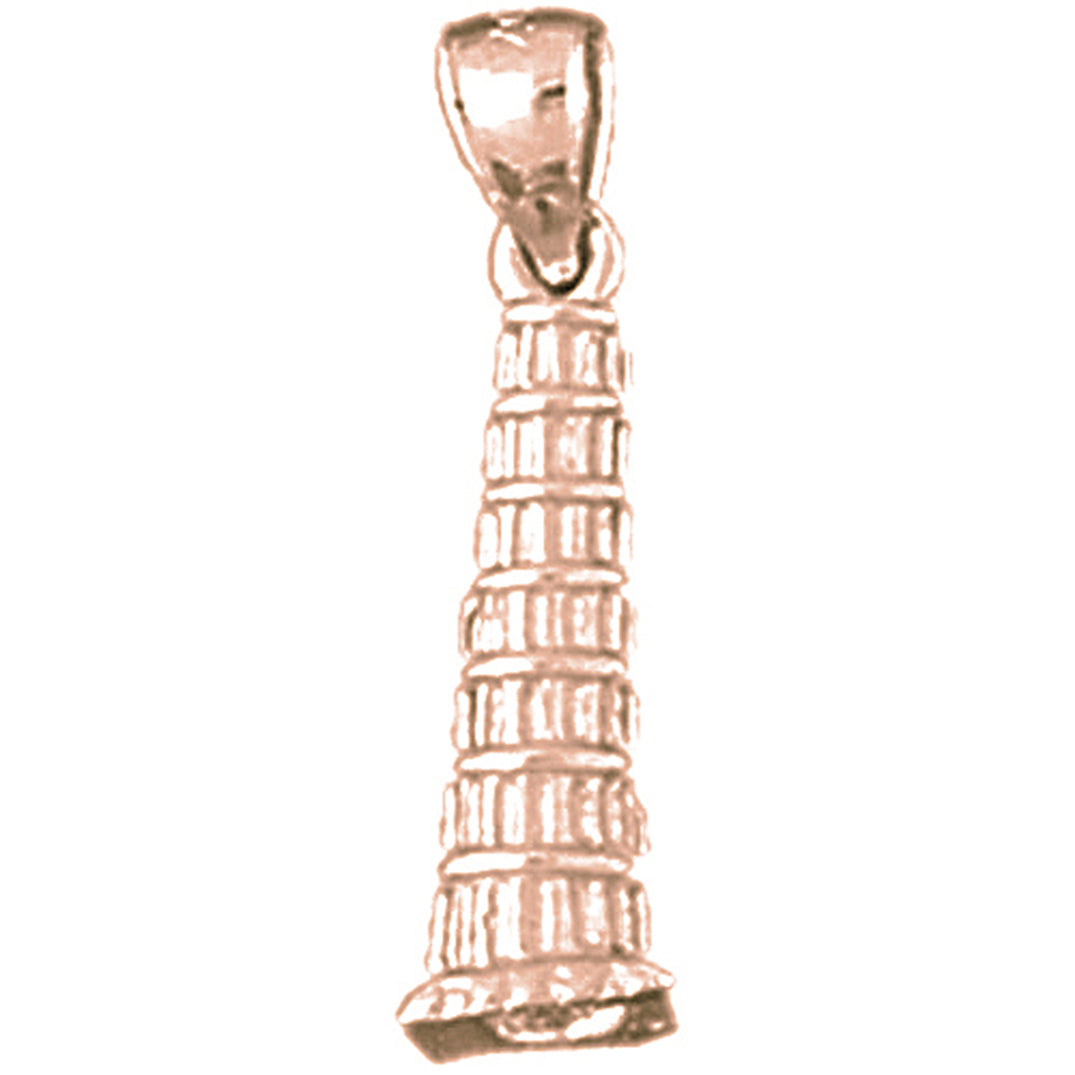 10K, 14K or 18K Gold 3D Leaning Tower Of Pisa Pendant