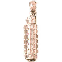 10K, 14K or 18K Gold 3D Leaning Tower Of Pisa Pendant