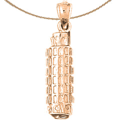 10K, 14K or 18K Gold 3D Leaning Tower Of Pisa Pendant