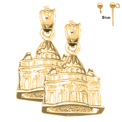 Sterling Silver 20mm 3D Vatican Earrings (White or Yellow Gold Plated)