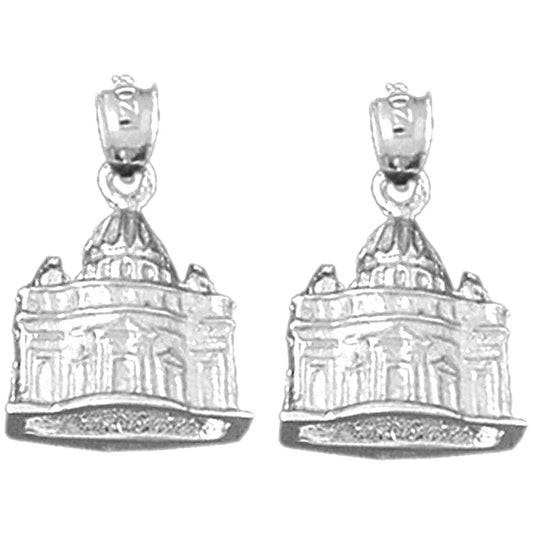Sterling Silver 20mm 3D Vatican Earrings