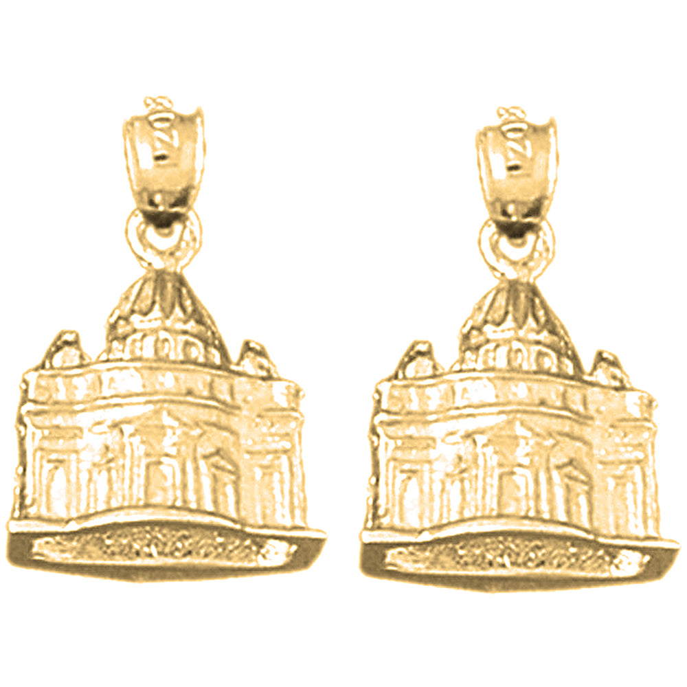 Yellow Gold-plated Silver 20mm 3D Vatican Earrings