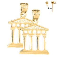 Sterling Silver 20mm Greek Acropolis Earrings (White or Yellow Gold Plated)