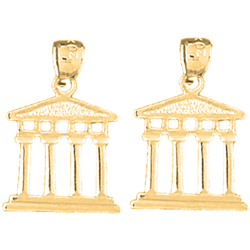 Yellow Gold-plated Silver 20mm Greek Acropolis Earrings