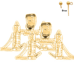 14K or 18K Gold 3D London Tower Bridge Earrings