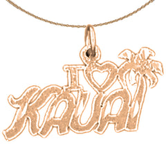 14K or 18K Gold I Love Kauai Pendant