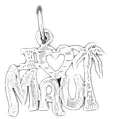 14K or 18K Gold I Love Maui Pendant