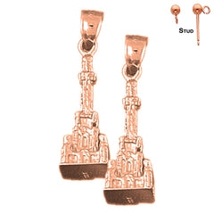 14K or 18K Gold 3D Buddhist Shrine Earrings
