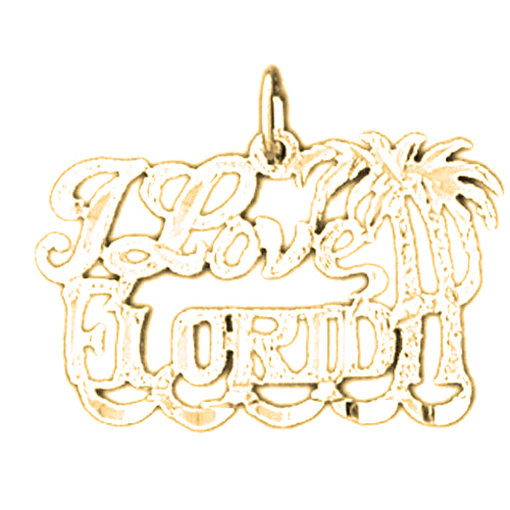 14K or 18K Gold I Love Florida Pendant