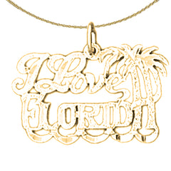 14K or 18K Gold I Love Florida Pendant