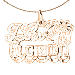 14K or 18K Gold I Love Florida Pendant