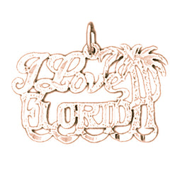 14K or 18K Gold I Love Florida Pendant