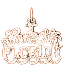 14K or 18K Gold I Love Florida Pendant