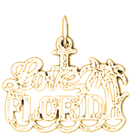 14K or 18K Gold I Love Florida Pendant