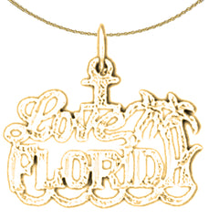 14K or 18K Gold I Love Florida Pendant