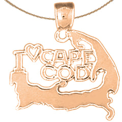 14K or 18K Gold I Love Cape Cod Pendant