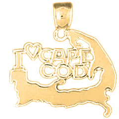 14K or 18K Gold I Love Cape Cod Pendant