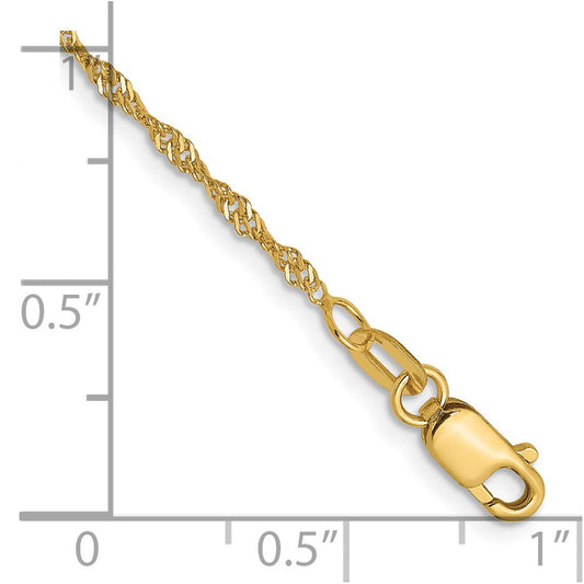 Cadena Singapur de oro amarillo de 14 quilates de 1,3 mm