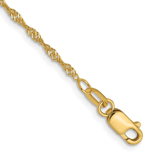 14K Yellow Gold 1.3mm Singapore Chain