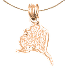 14K or 18K Gold Alaska State Pendant