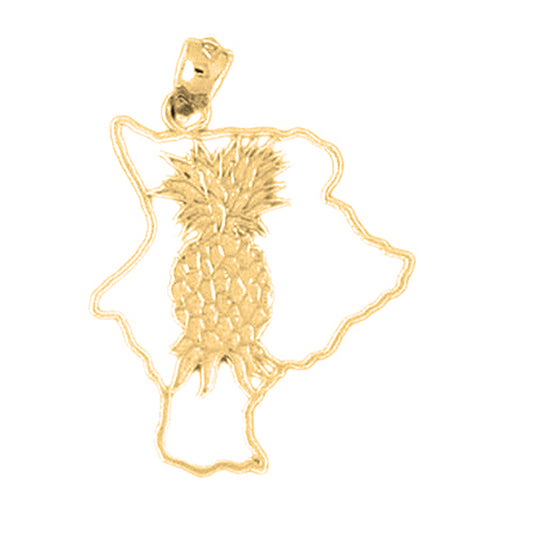 14K or 18K Gold Hawaii Big Island State Pendant