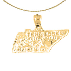 10K, 14K or 18K Gold Tennessee State Pendant