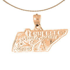 10K, 14K or 18K Gold Tennessee State Pendant