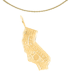 14K or 18K Gold California State Pendant