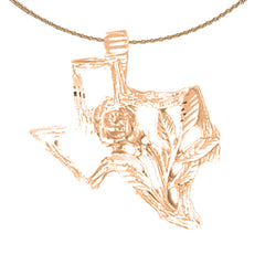 10K, 14K or 18K Gold Texas State Pendant