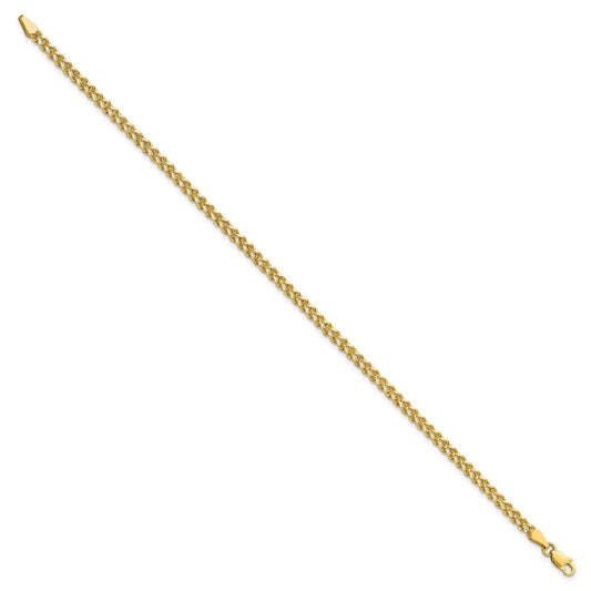Cadena de cuerda doble con corte de diamante de 3,0 mm de ancho en oro amarillo de 14 quilates