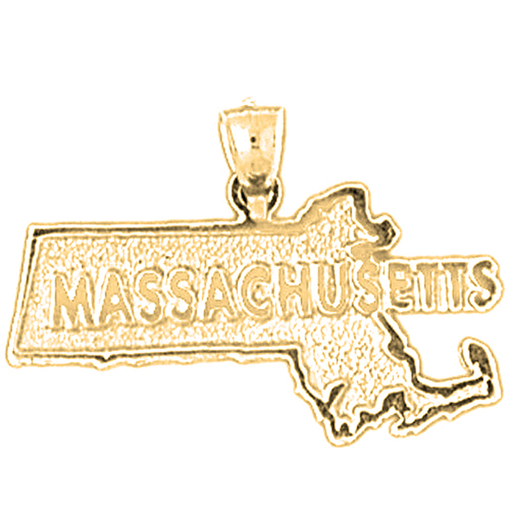 14K or 18K Gold Massachusetts Pendant