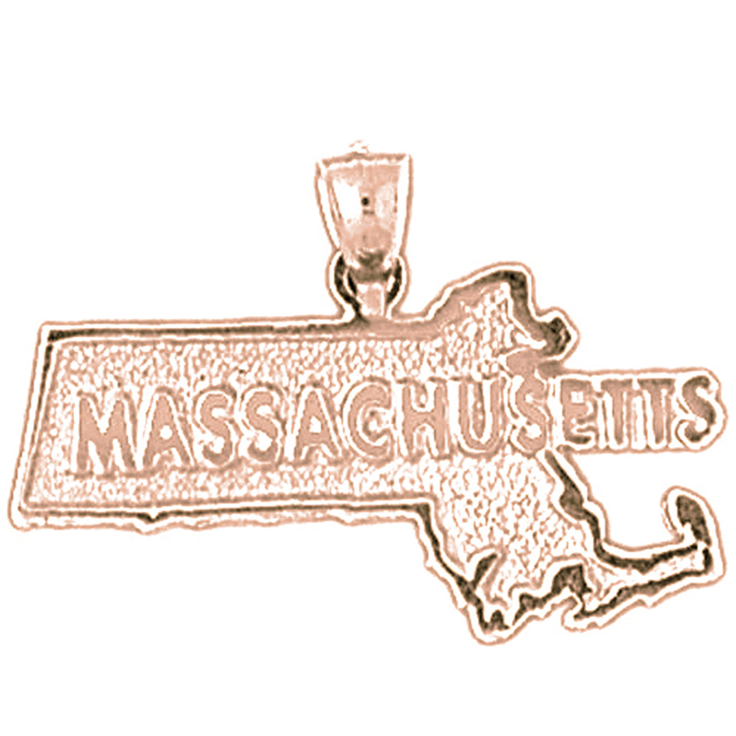 14K or 18K Gold Massachusetts Pendant