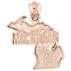 10K, 14K or 18K Gold Michigan Pendant