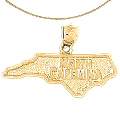 14K or 18K Gold North Carolina Pendant