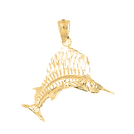 10K, 14K or 18K Gold Sailfish Pendant