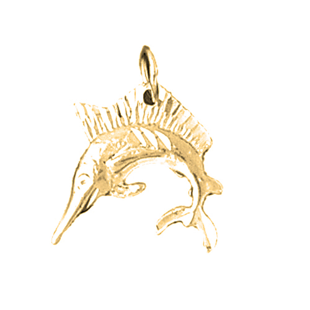 10K, 14K or 18K Gold Sailfish Pendant