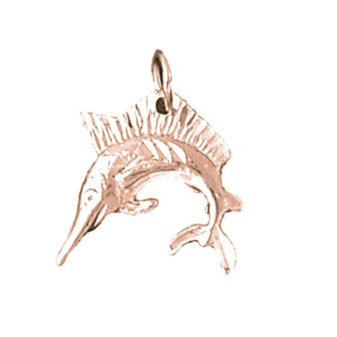 10K, 14K or 18K Gold Sailfish Pendant