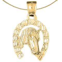 Colgante de herradura con caballo en oro de 10 quilates, 14 quilates o 18 quilates